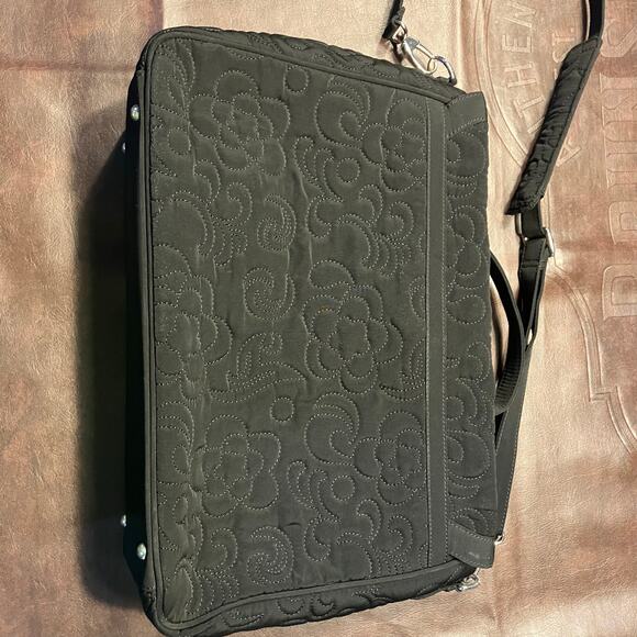 Vera Bradley Black Quilted Floral Laptop Messenger Bag Briefcase Adjustable‎ - Picture 5 of 16